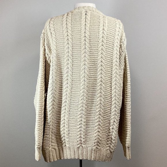 Gucci Vintage Cream Cable Knit Crewneck Pullover Sweater Sz XL - Picture 2 of 6